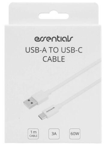 Cavo Essentials USB a Type C 3A 60W 1m Bianco