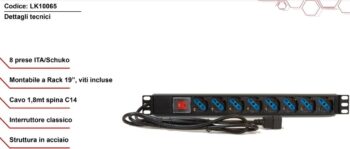 Multipresa Rack 19" 8 Posti univ.con int.C14