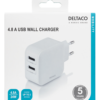 Caricatore Deltaco da casa 2xUSB 24W 4,8A