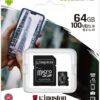 Micro SD Kingston 64GB + adat. CL10 100MB/s