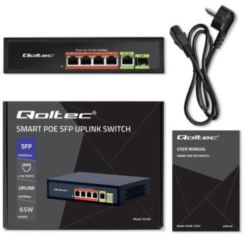 Switch di rete Qoltec 5 Porte Gigabit POE 65W