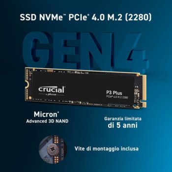 Ssd Crucial PCIe M2 Nvme P3 da 2Tb