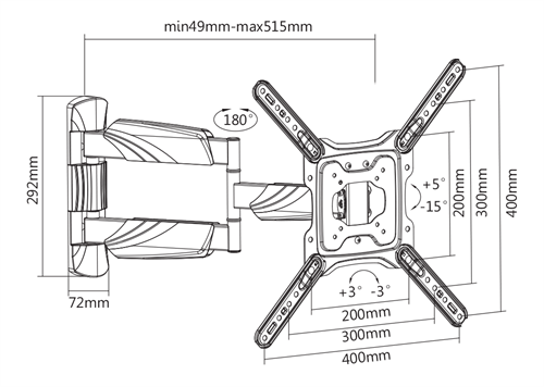 Braccio Deltaco a 3 snodi da 23" a 55"