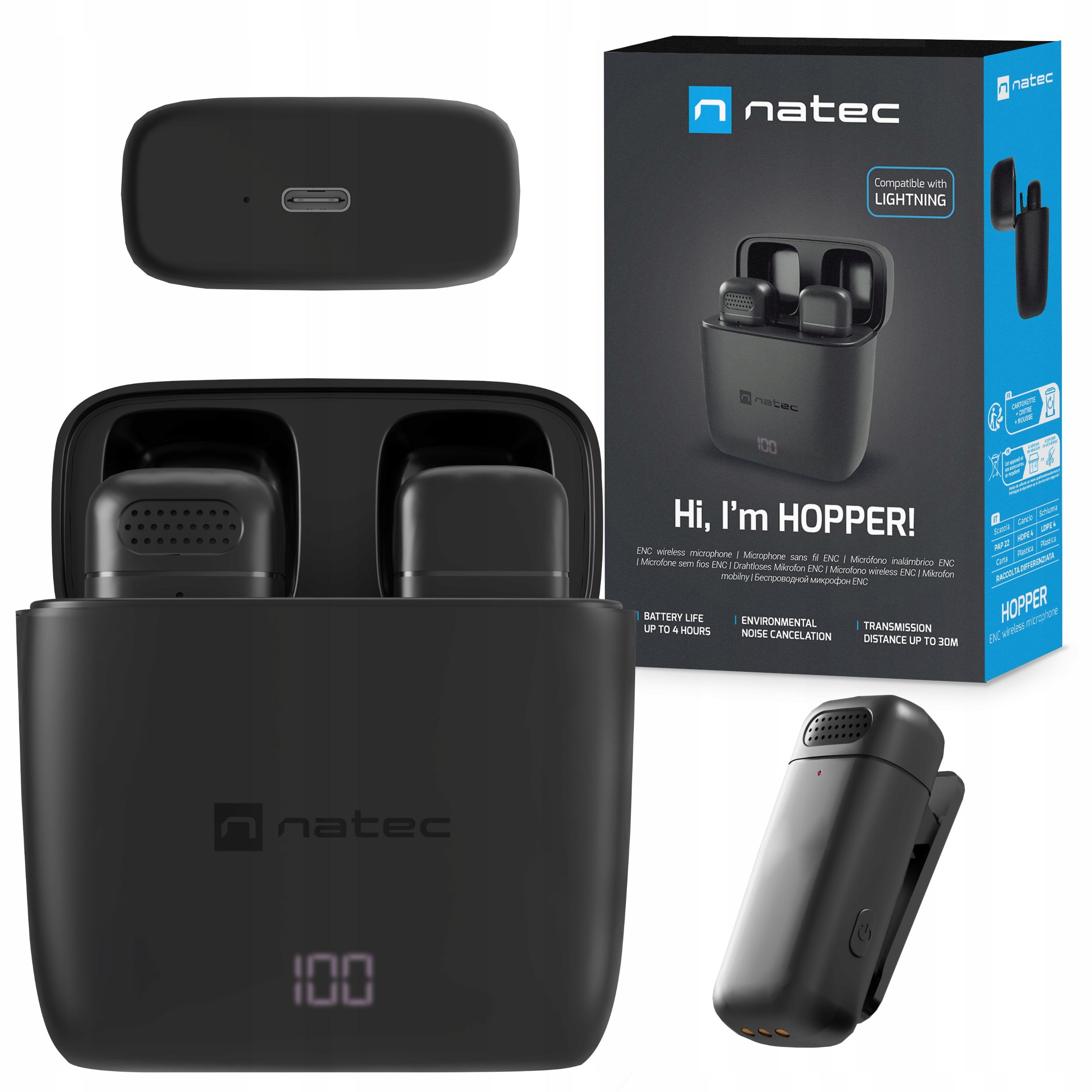 Microfono Wireless Lightning Natec Black
