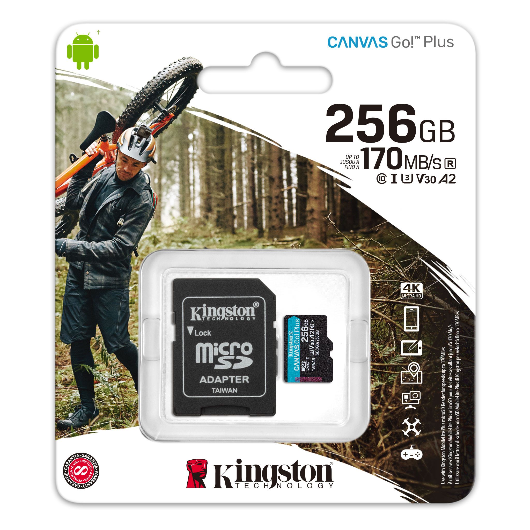 Micro SD Kingston 256GB + adat.CL 10 170Mb/s