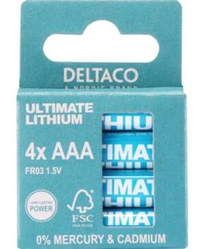 Batteria Deltaco AAA 1.5V Blister 4Pz