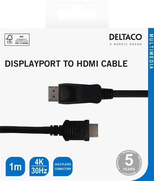 Cavo Deltaco Displayport(M) a HDMI 1Mt - immagine 2