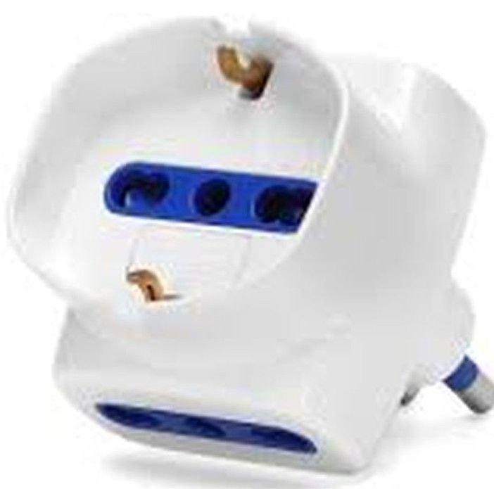 Spina tripla 16A Bipasso e Schuko bianca