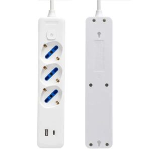 Multipresa a 3 Vie/1XUSB-A/1XUSB-C con Inter. 16A cavo 1,5mt