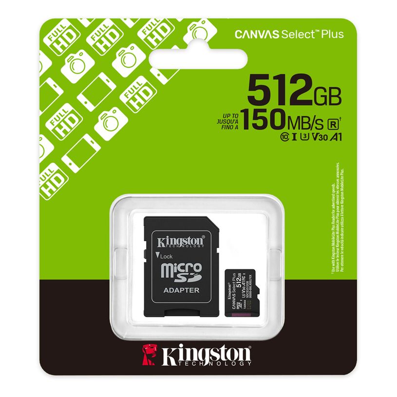 Micro SD Kingston 512Gb CL10 150MB/s