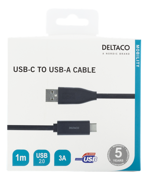 Cavo Deltaco Type C a USB 2.0 M.1Mt - immagine 2