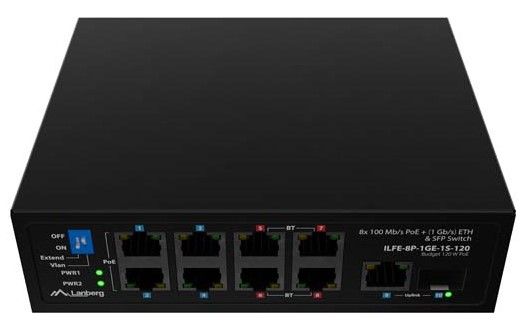 Switch di rete Lanberg 8 Porte Fast Ethernet POE 120W 1xUplink 4xPOE 4xPOE+ 1xSFP