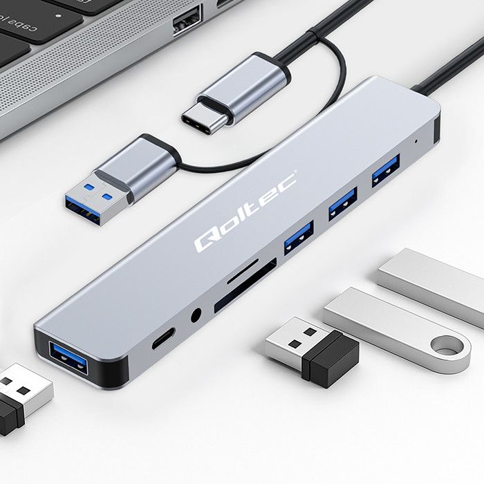 Multiporta Type-C/USB-A 4xUSB-A/TF/MicroSD JAck TRRS da 3,5mm/USB-C PD - immagine 2