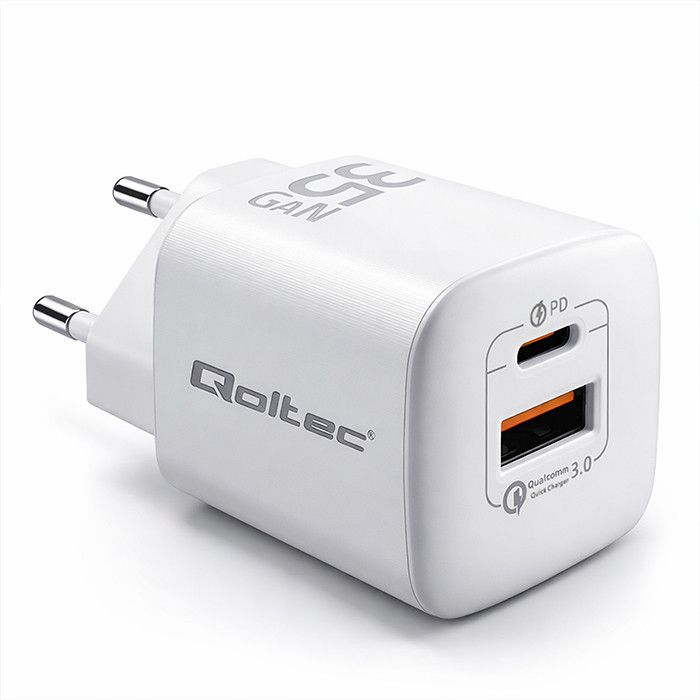 Caricatore Qoltec 35W 1xType C/1xUSB-A