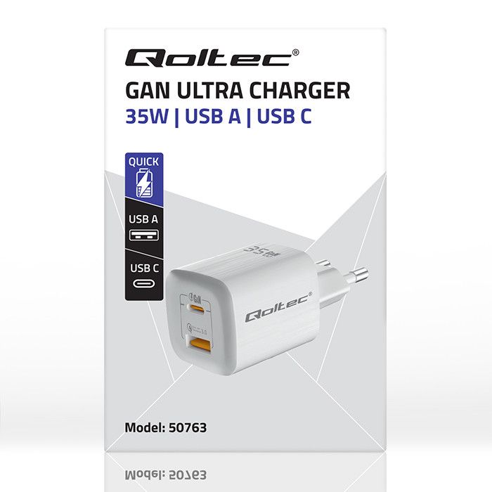 Caricatore Qoltec 35W 1xType C/1xUSB-A - immagine 2