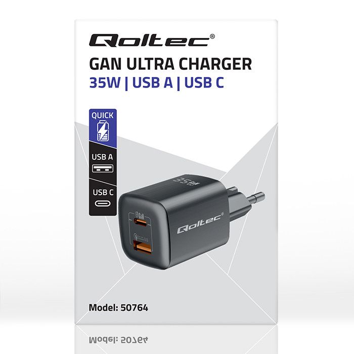 Caricatore Qoltec 35W 1xType C/1xUSB-A - immagine 2