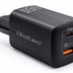 Caricatore Qoltec 65W 1xType C/1xUSB-A