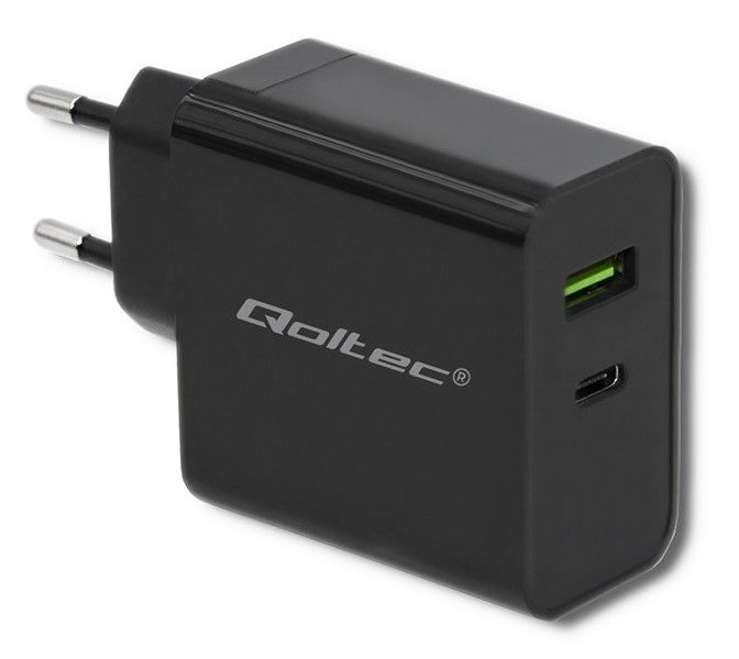 Caricatore Qoltec 45W 1xType C/1xUSB-A