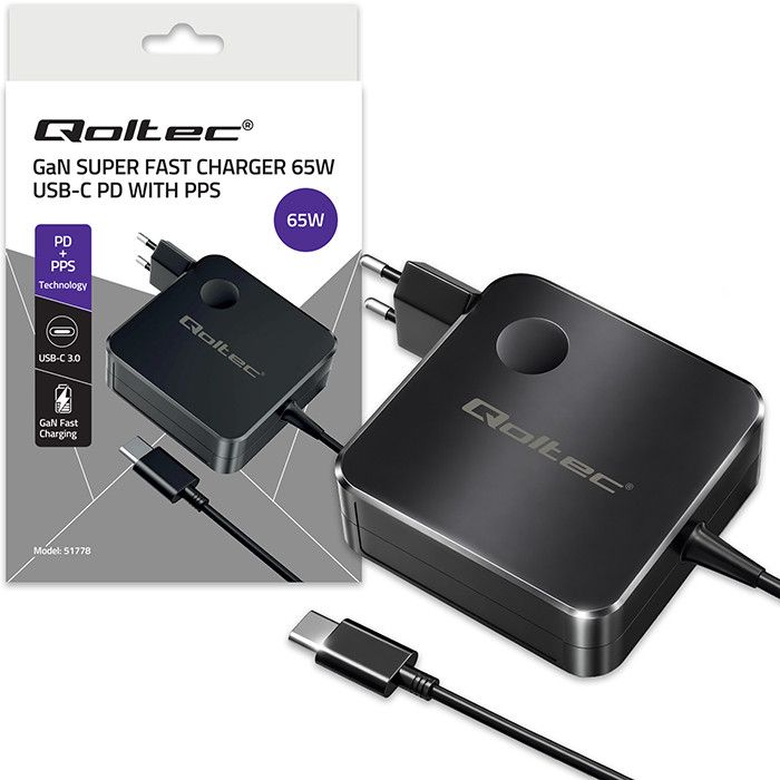 Alimentatore Qoltec per Notebook 100W USB-C - immagine 2