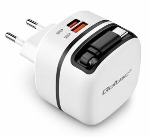 Caricatore Qoltec 1xType C/1xUSB-A 65W + Cavo Type C