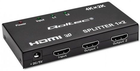 Splitter HDMI, da 1 in a 2 out, 4K, nero