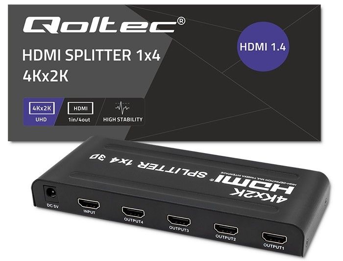 Splitter HDMI, da 1 in a 4 out , 4K, nero - immagine 2