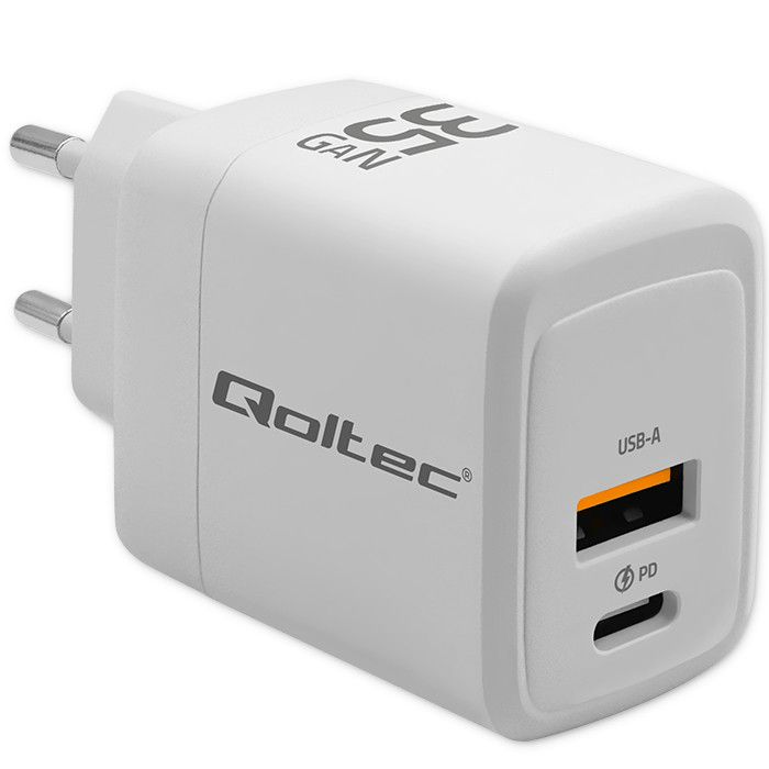 Caricatore Qoltec 1xType C/1xUSB-A 3.0