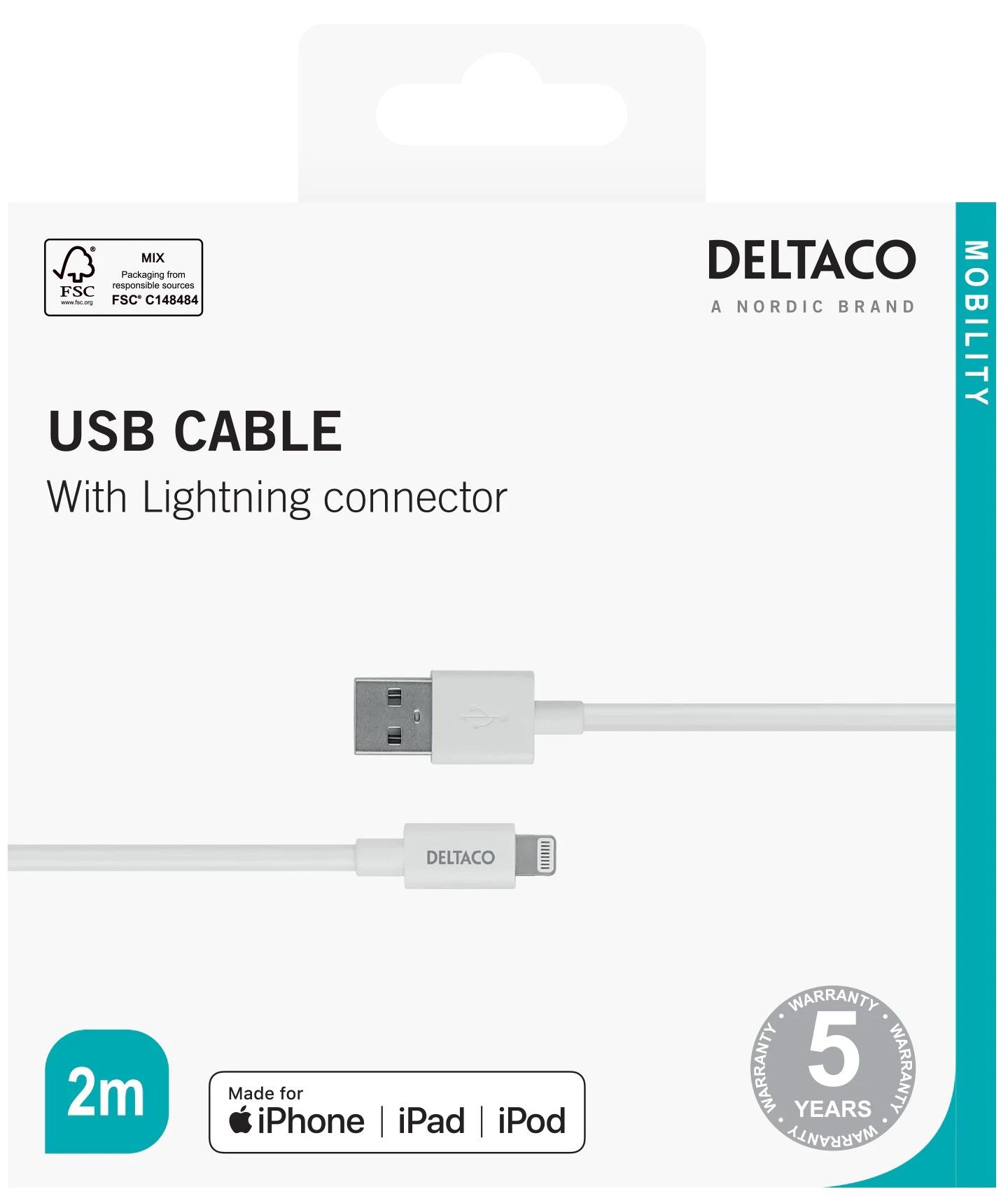 Cavo Deltaco da Lightning a Usb da 2Mt - immagine 2