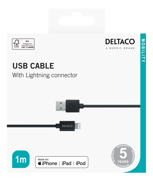 Cavo Deltaco da Lightning a Usb da 2Mt - immagine 2