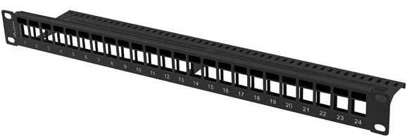 Patch Panel 24 Porte 1U vuoto Bk.