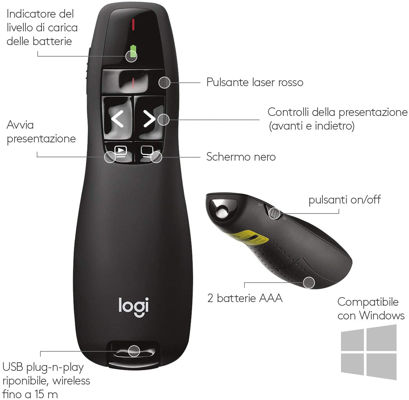 Puntatore Logitech Wireless Laser R400 - immagine 2
