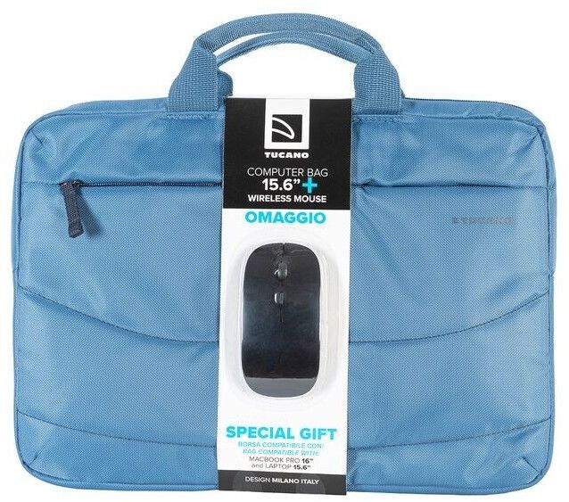 Borsa Tucano Idea 15,6"+ Mouse Wifi Azzurra