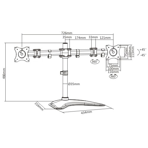 Supporto da tavolo 2 monitor da 13 a 27 - immagine 2